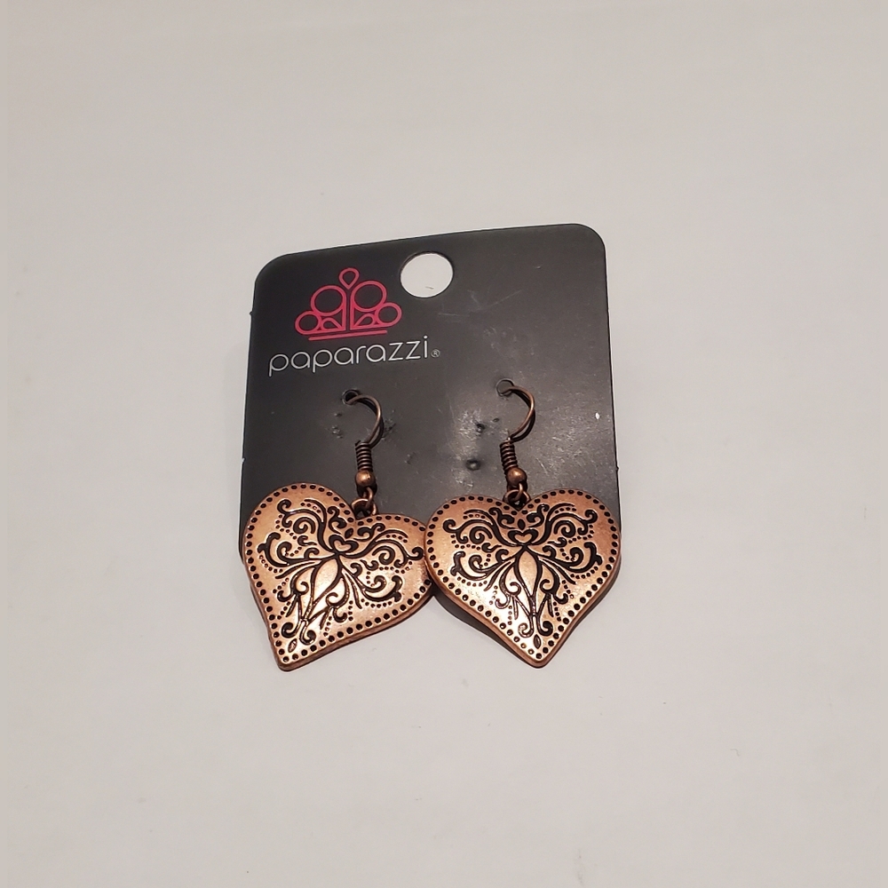 Paparazzi Bronze Heart Dangle Earrings
